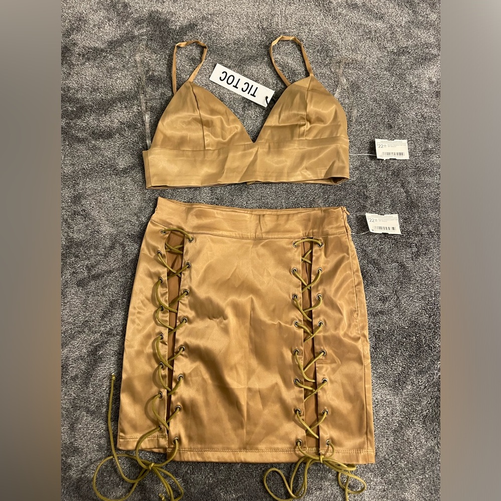 2 pc gold top and skirt bundle!